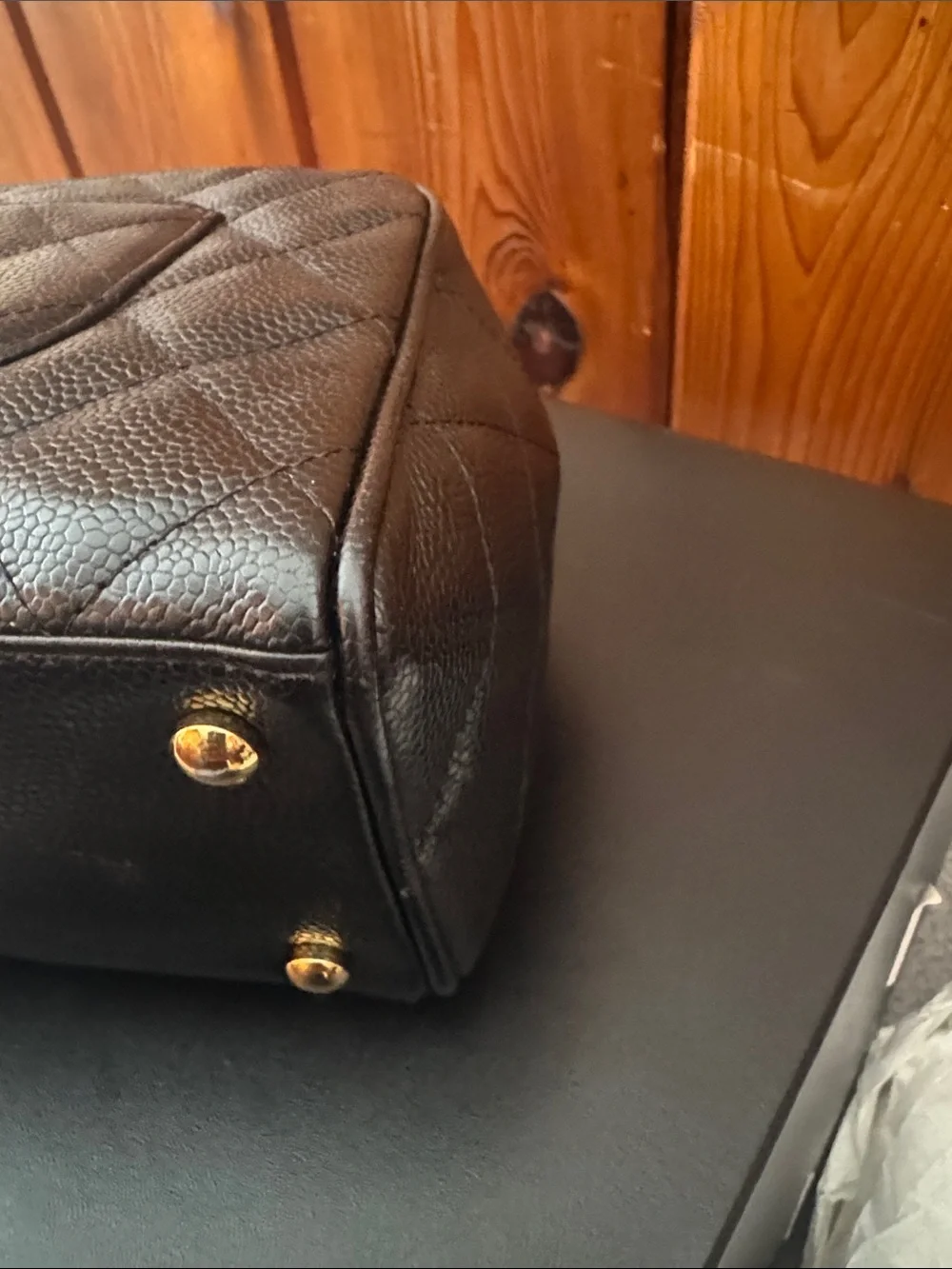 CHANEL Black Quilted Caviar Leather Top-Handle Satchel
